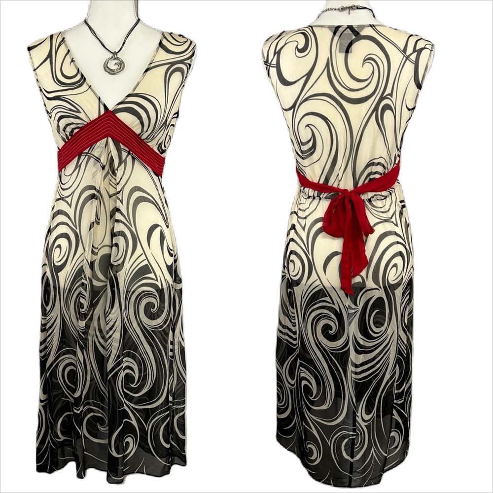 Vtg Jonathan Martin Womens Y2k Babydoll Dress Size S Sheer 100% Silk‎ Abstract